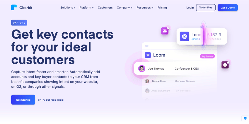 Clearbit Homepage