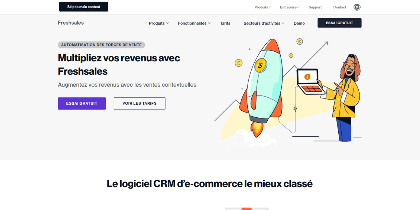 Page d'accueil Freshsales