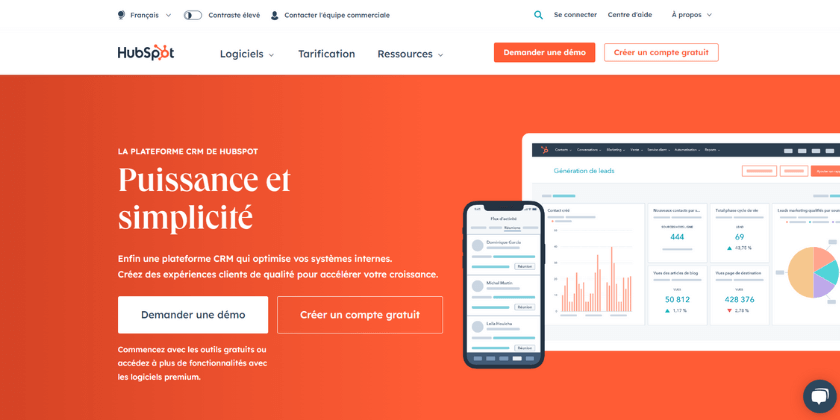 Page d'accueil Hubspot