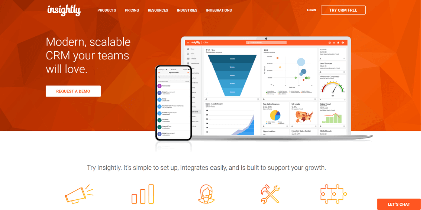 Insightly homepage