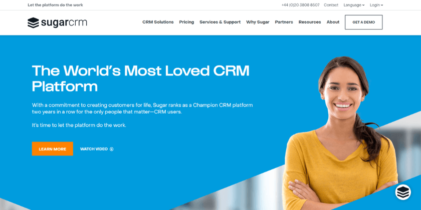 SugarCRM homepage