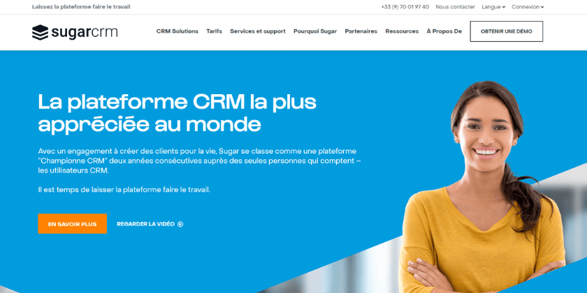 Page d'accueil SugarCRM