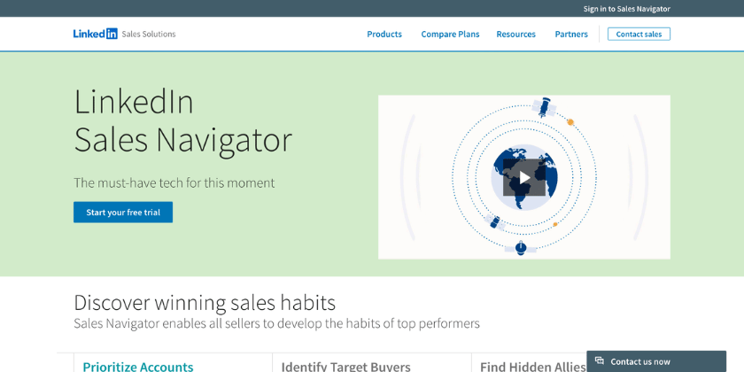 LinkedIn Sales Navigator Homepage