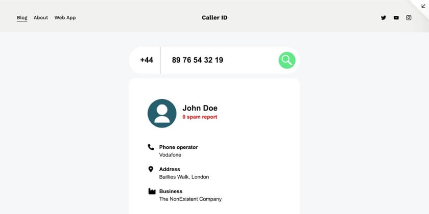 Web Caller ID Lookup